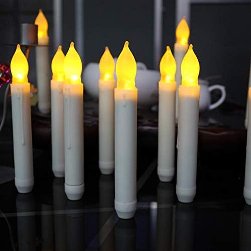 Pack of 24 Flameless Taper LED Candles - Battery Operated Flickering Ivory - Perfect for Wedding, Christmas, Parties - 6.5 Inch - White Plastic-Ruum Studio Home