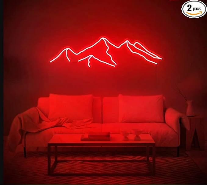 LED Decorative Lights USB Mountains Sunrise Sunset Led Neon Signs Home Decoration Wall Art Holiday Gift Brightness Adjustable 16.5''x9.5''-Ruum Studio Home