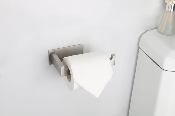 Toilet Paper Holder, Self Adhesive Tissue Holder Stainless Steel Rustproof Paper Roll Holder, No Drilling Easy to Install, Toilet Paper Rack Suitable for Office, Bathroom (2, Brushed Nickel)-Ruum Studio Home