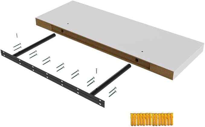 Floating Shelf, Set of 2 Wall Shelf, 24 in W x 12.75 in D x 2 in H Wooden Floating Wall Shelf with Invisible Brackets for Living Room/Bedroom/Bathroom/Kitchen Storage and Decor, White-Ruum Studio Home