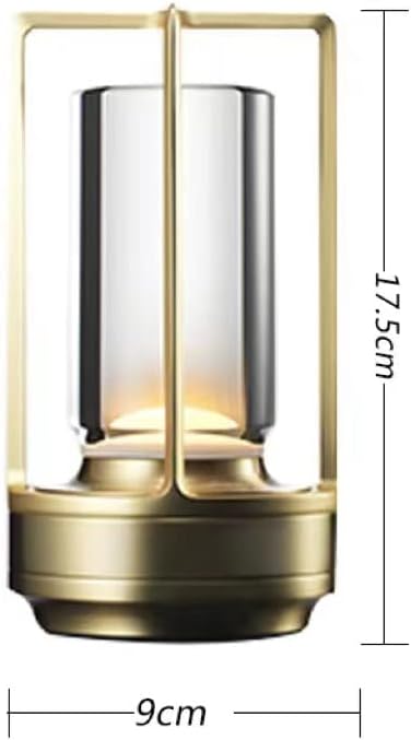 Portable Metal Table Lamp for Indoor/Outdoor ,Rechargeable Cordless LED Lamp, 3-Colour Infinitely Dimming Battery Powered Small Desk Lamp, Restaurant/Bedroom/Bar/Coffee Shop/Camping Light (Gold)-Ruum Studio Home