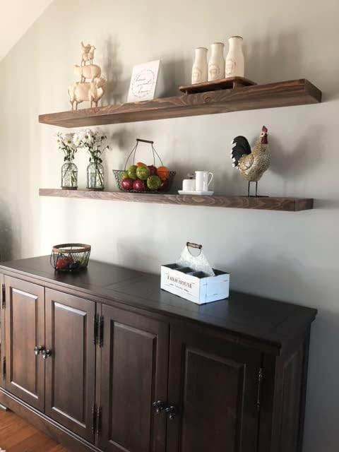 joelsantiques 72 Inch Wooden Floating Shelves for Wall - 72x8x2 in - Made of Natural Wood - Long Heavy Duty Rustic Wall Shelves for Bedroom - Perfect for Living Room, Kitchen - Medium Brown-Ruum Studio Home