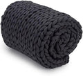 Nuzzie Chunky Knit Blanket - Breathable, Cooling, Hand Made Knit Throw Blanket for Sleep - Machine Washable, Stylish Decor Design (Charcoal, Full | 16lbs | 48"x72")-Ruum Studio Home