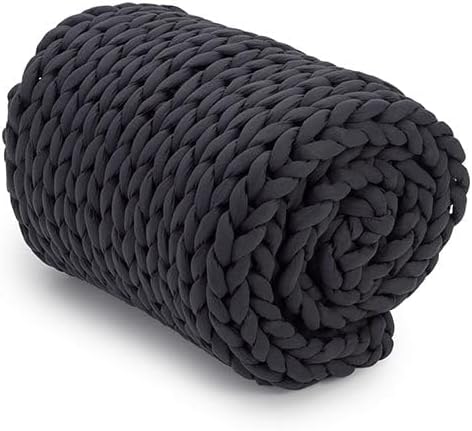 Nuzzie Chunky Knit Blanket - Breathable, Cooling, Hand Made Knit Throw Blanket for Sleep - Machine Washable, Stylish Decor Design (Charcoal, Full | 16lbs | 48"x72")-Ruum Studio Home