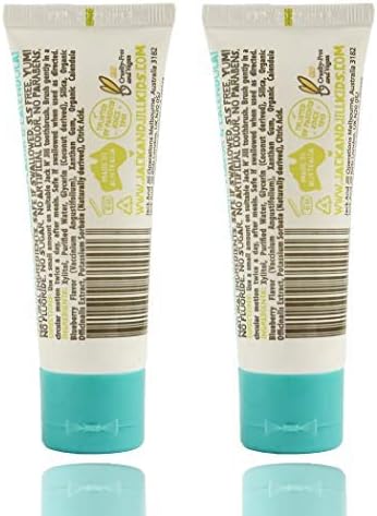 Jack N' Jill Natural Toothpaste for Baby and Infants - Fluoride Free Training Toothpaste, 40% Xylitol, BPA Free - Blueberry, 1.76 oz (Pack of 2)-Ruum Studio Home