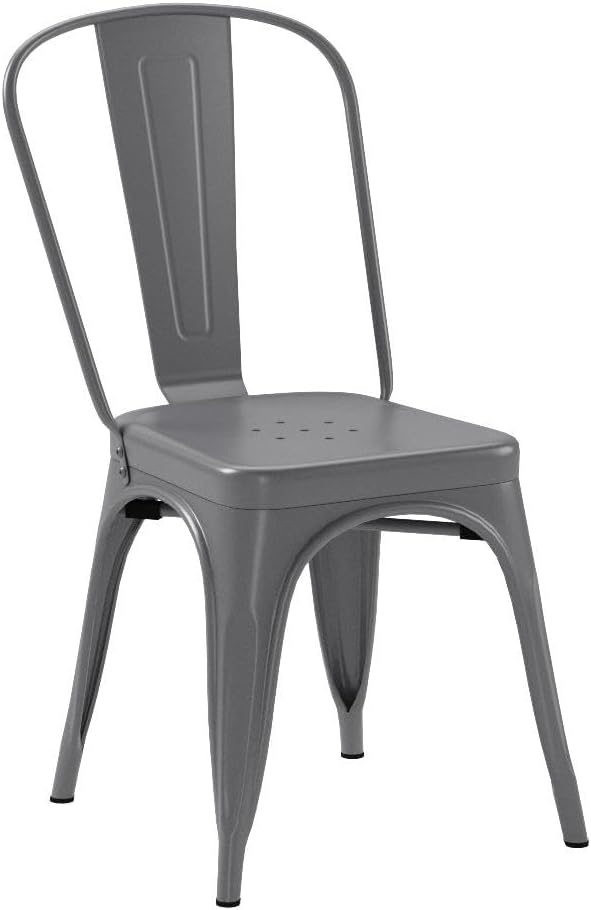 Amazon Basics Metal Dining Chairs, 4 Count, Dark Grey, 20.1 x 17.1 x 33.5 inches-Ruum Studio Home