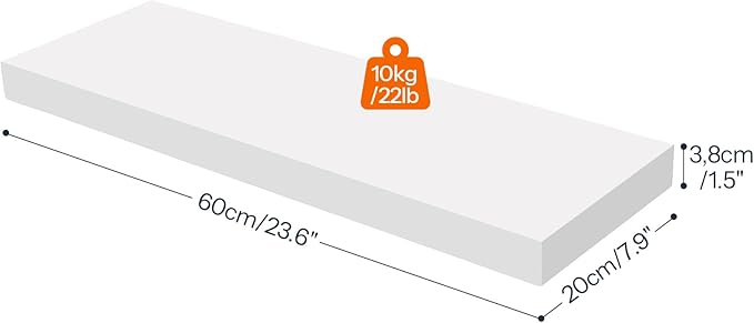 HOOBRO Floating Shelves for Wall, Wall Mounted Shelf Set of 2, 23.6" Hanging Shelf with Invisible Brackets, for Wall in Bathroom, Bedroom, Toilet, Kitchen, Living Room, Office, White WT60BJ01-Ruum Studio Home