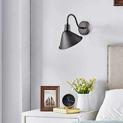 DIRYZON Industrial Gooseneck Wall Sconces Antique Black Barn Light for Kitchen Sink Patio Porch Set of 2-Ruum Studio Home