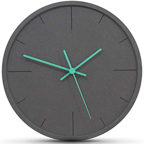 Stephanie Imports Modern Minimalist Dark Concrete Silent Wall Clock (Teal Hands)-Ruum Studio Home