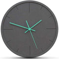 Stephanie Imports Modern Minimalist Dark Concrete Silent Wall Clock (Teal Hands)-Ruum Studio Home