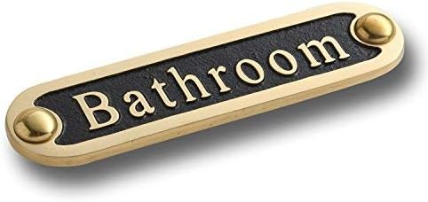 Bathroom Brass Door Sign. Traditional Style Home Décor Wall Plaque Handmade By The Metal Foundry UK.-Ruum Studio Home