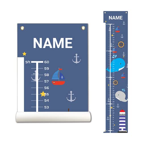 Sungwon Personalized Kids Canvas Growth Chart, Whale-Ruum Studio Home