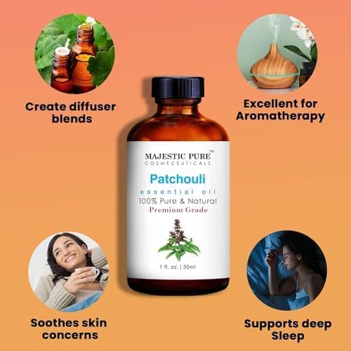 Majestic Pure Patchouli Essential Oil with Glass Dropper - 1 Fl Oz - 100% Pure and Natural Patchouli Oil - Premium Grade Essential Oils for Diffuser, Aromatherapy, Soap and Candle Making-Ruum Studio Home