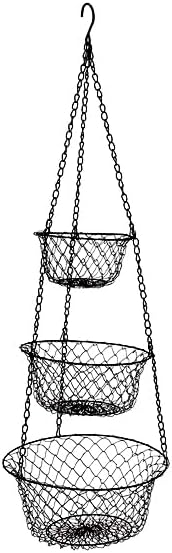 malmo 3-Tier Wire Fruit Hanging Basket, Vegetable Kitchen Storage Basket, Iron Wire Black (Basket2024)-Ruum Studio Home