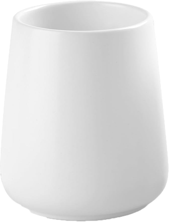 White Toothbrush Holder for Bathroom - Ceramic Tooth Brushing Holders, Toothbrush Cup & Toothpaste Organizer for Bathroom Countertop, Makeup Brush Holder, Pen Holder for Home Desktop Storage-Ruum Studio Home