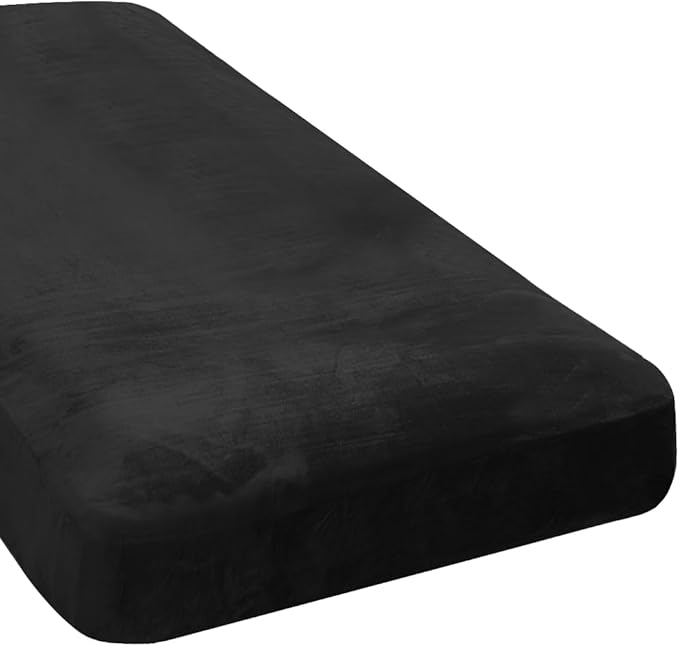 H.VERSAILTEX Velvet Stretch Individual Chaise Cover Sectional Couch Covers for L Shaped Sofa Both Left/Right Furniture Protector Seat Cushion Sofa Cover (1 Piece Chaise Cover, Black)-Ruum Studio Home