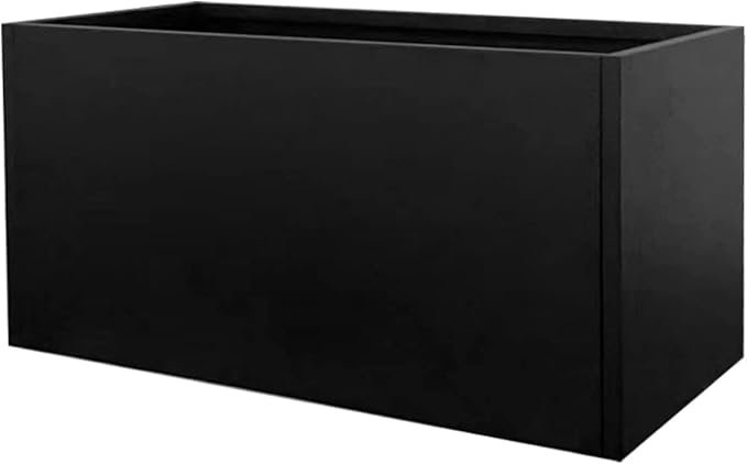 Black Planter Box Galvanized Steel Metal Planter Rectangular Indoor Large Outdoor Planters Steel Metallic Heavy Flower Pot 36In x 12In x 16In Commercial Residential for Patio, Deck, Backyard, Garden-Ruum Studio Home