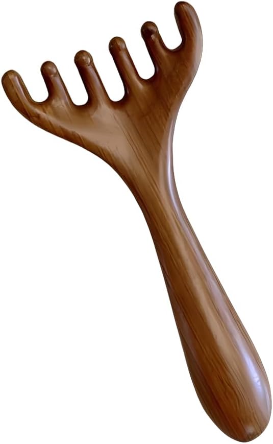 Natural Wooden Gua Sha Tool,Wooden Gua Sha Scraping Massage Tool,Long Handle Sandalwood Six Claw Antler Massager,1 Pieces-Ruum Studio Home