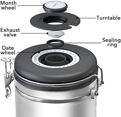 ShanSon Coffee Canister Airtight Coffee Container Stainless Steel Coffee Bean Storage Container with Scoop Coffee Canister for Beans Grounds Sugar Flour Tea Cereal,16OZ,Silver-Ruum Studio Home