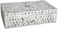 Decorative Storage Box Of Mother Of Pearl Inlay Floral Design Wooden Storage Box For Home Decoration For Living Dining & Bedroom (White_12x8x5 inch)-Ruum Studio Home