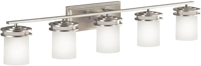Kichler Hendrik 43" 5 Light Vanity Light with Light Umber Etched Glass Olde Bronze®-Ruum Studio Home