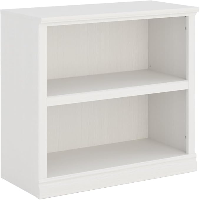 30" Bookcase, White Floor Standing Bookshelf, 2-Tier Display Shelves Open Storage Organizer, Book Case for Living Room Hallway Kitchen Home Office Bedroom, White 2 Tiers-Ruum Studio Home