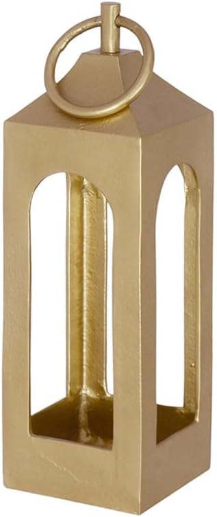 Small Gold Lantern, Rustic Metal Decorative Lantern, Candle Holder for Indoor & Outdoor, Home Decor for Patio, Garden & Tabletop, Hanging Lantern for Parties & Weddings-Ruum Studio Home