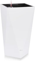 Dexceder 20 Inches Tall Self Watering Planter Diamond High Gloss Indoor Outdoor, Thickened Rhombus Large Floor Standing Flower Plant Pot with Water Level Indicator (White)-Ruum Studio Home