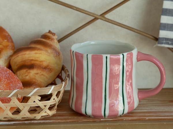 Vibrant Striped Ceramic Coffee Mug - Unique Red Design, 12oz, Microwave & Dishwasher Safe, Perfect for Daily Brews tea or coffee-Ruum Studio Home