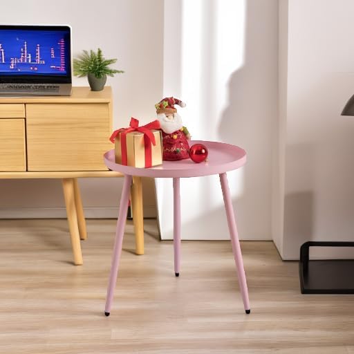 AOJEZOR Side Table: End Table for Any Room - Round Side Tables for Small Spaces - Pink with 3 Legged-Ruum Studio Home