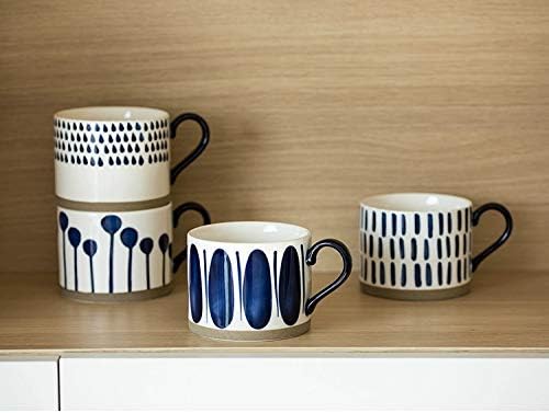 Koja 15 oz. Elegant Hand Painted Decorative Large Porcelain Ceramic Mug Set. 4 Decorative Mugs. Colorful Gift Pack. Impress & Entertain Family & Guests. Dishwasher Microwave Safe.-Ruum Studio Home