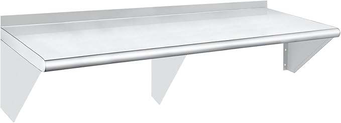 HARDURA Stainless Steel Shelf 18" x 72", 480lb Commercial Shelves Wall Mount Metal Shelving with Backsplash and Brackets for Kitchen, Restaurant, Laundry Room and Home-Ruum Studio Home