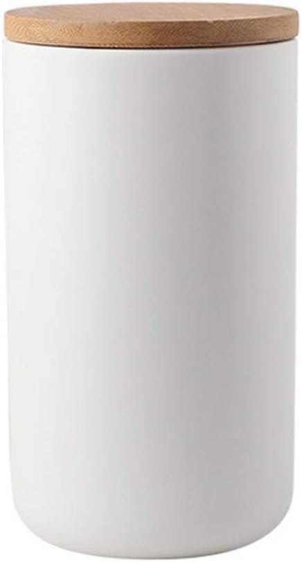Ceramic Food Storage Jar Canister Modern Design Food Canisters with Airtight Seal Bamboo Lid, Loose Tea Coffee Spice Nuts Snacks Storage Jar Canister (White 33.81oz/1000ml)-Ruum Studio Home