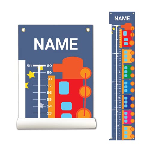 Sungwon Personalized Kids Canvas Growth Chart, Height Chart, Train-Ruum Studio Home