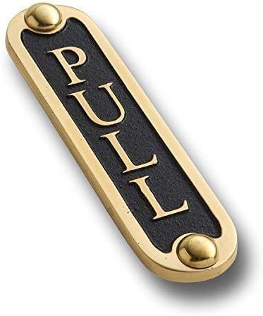 PULL Brass Door Sign. Traditional Style Home Décor Wall Plaque Handmade By The Metal Foundry UK.-Ruum Studio Home