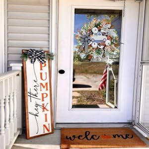 Fall Wreath for Front Door,20 inch White Pumpkin Door Wreath with Truck and Bow, Harvest Porch Decor, Fall Decoration Indoor Outdoor,-Ruum Studio Home