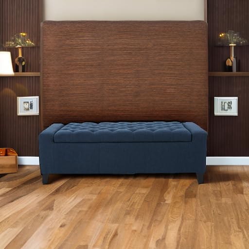 Christopher Knight Home Hikaru Fabric Storage Ottoman, Dark Blue Dimensions: 20.50”D x 51.00”W x 17.00”H-Ruum Studio Home
