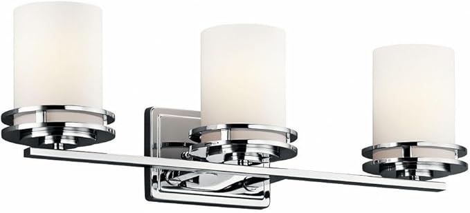 Kichler Hendrik 24" 3 Light Vanity Light with Satin Etched Cased Opal Glass Chrome-Ruum Studio Home