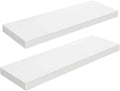 HOOBRO Floating Shelves for Wall, Wall Mounted Shelf Set of 2, 23.6" Hanging Shelf with Invisible Brackets, for Wall in Bathroom, Bedroom, Toilet, Kitchen, Living Room, Office, White WT60BJ01-Ruum Studio Home