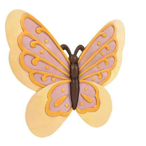 NAT & Jules Animal Character Shaped Dimensional Indoor Outdoor 11 inch Cast Resin Decorative Garden Stepping Stone, Patio, Walkway Sculpture Yard Art, Yellow Butterfly-Ruum Studio Home
