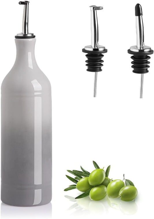 Sweejar Large Ceramic Olive Oil Dispenser Bottle, Opaque Oil Cruet Protects Oil to Reduce Oxidation, Storage Oil, Vinegar, Soy Sauce & Other Liquids, Pack of 1, 24 Fl Oz (Gradient Fog Gray)-Ruum Studio Home