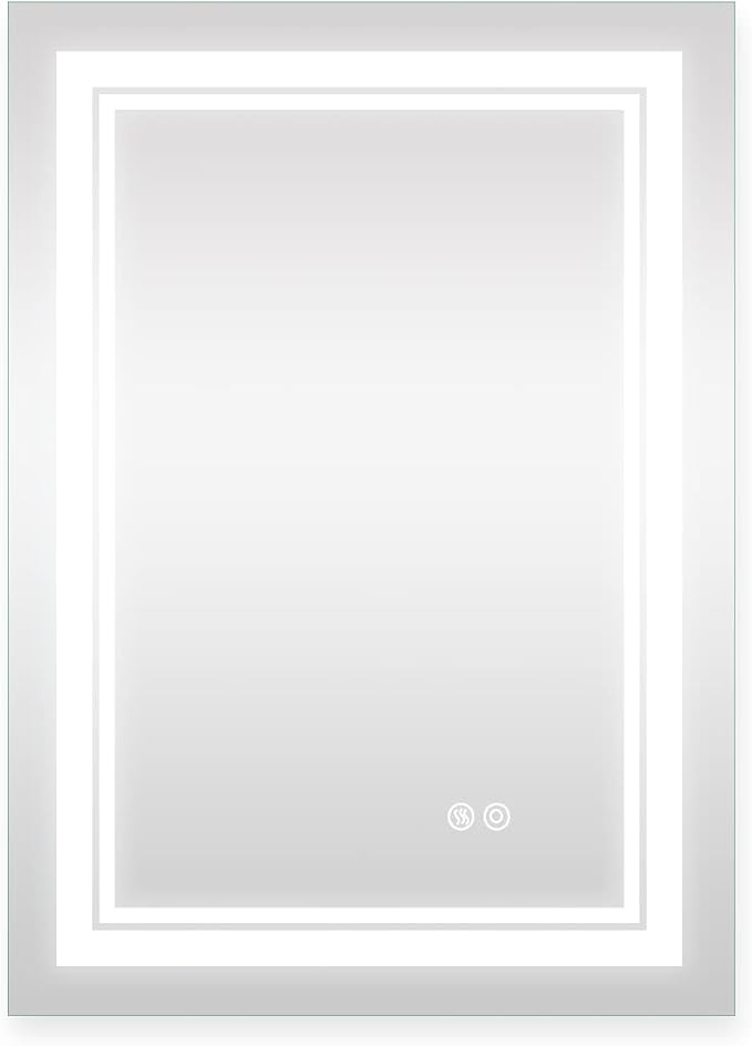 WELLFOR LED Bathroom Vanity Mirror 24 x 32 Inch, Lighted Anti-Fog Dimmable Mirror, IP44 Waterproof Wall Mounted Makeup Mirror, Packed with US Standard Plug and Touch Switch, (Horizontal/Vertical)-Ruum Studio Home