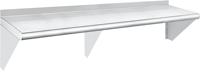 HARDURA Stainless Steel Shelf 12" x 72", 320lb Commercial Shelves Wall Mount Metal Shelving with Backsplash and Brackets for Kitchen, Restaurant, Laundry Room and Home-Ruum Studio Home