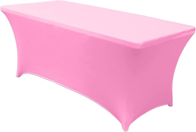 ABCCANOPY 6 FT Spandex Table Cover Stretch Fitted Wrinkle Resistant Tablecloth Reuse for Rectangular Folding Table Patry Event Wedding Banquet Protector Pink-Ruum Studio Home