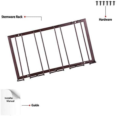 Wine Glass Rack Under Cabinet - Stemware Holder Metal Wine Glass Organizer Glasses Storage Hanger for Bar Kitchen Brown 4 Rows-Ruum Studio Home