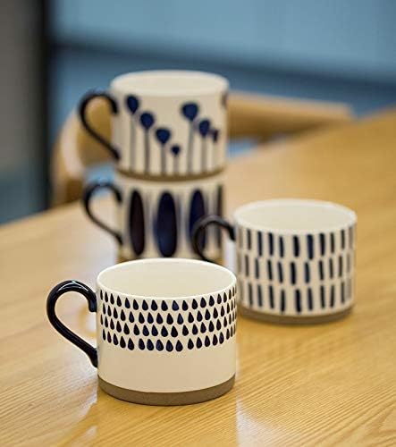 Koja 15 oz. Elegant Hand Painted Decorative Large Porcelain Ceramic Mug Set. 4 Decorative Mugs. Colorful Gift Pack. Impress & Entertain Family & Guests. Dishwasher Microwave Safe.-Ruum Studio Home