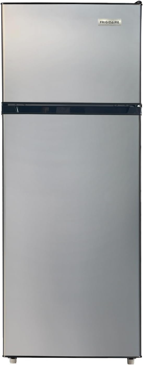 Frigidaire, 2 Door Apartment Size Refrigerator with Freezer, 7.5 cu ft, Adjustable Spill-Proof Shelves, Door & Crisper Bins, Platinum Silver, Garage Ready-Ruum Studio Home