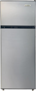 Frigidaire, 2 Door Apartment Size Refrigerator with Freezer, 7.5 cu ft, Adjustable Spill-Proof Shelves, Door & Crisper Bins, Platinum Silver, Garage Ready-Ruum Studio Home