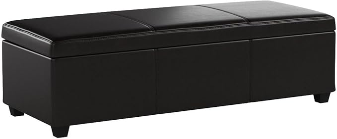BELLEZE 47 Inch Storage Ottoman, Faux Leather Storage Bench Bedroom Bench with Safety Close Hinge, Ottoman with Storage for Living Room, Entryway, Hallway, Foot Rest, Support 300lbs - Brown-Ruum Studio Home