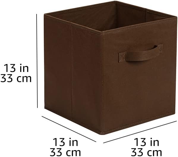 Amazon Basics Cube Organizer Storage Bins Handles, Collapsible Fabric, Pack of 6, 13"x13"x13", Brown-Ruum Studio Home